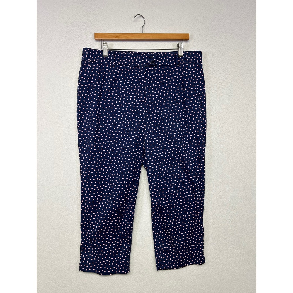 Preppy Retro Talbots Womens 12P Navy Pink Polka Dot The Perfect Crop Curvy Pants